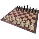 Set: Staunton Plastic Pieces No. 6, Plastic Chessboard No. 6, folded in two, wood imitation (Z-38)