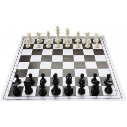10 x Set of Plastic Chess PIeces Staunton no. 6 and Rolled Chessbooard no. 6 (Z-6)