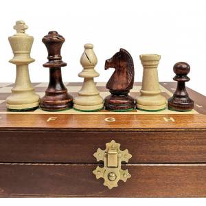 Tournament chess set No. 5 folding mahogany intarsia (S-12/M)