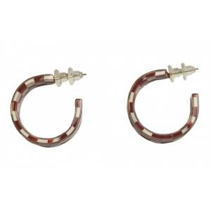 Red Acrylic Chess Earrings – Circle Design (A-180)
