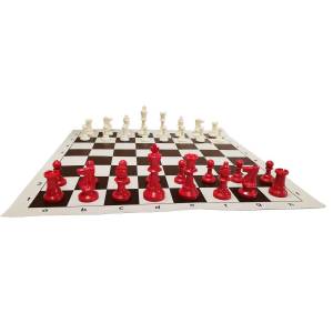 Plastic Chess Set - Staunton No. 6 - Red & White (S-50/BC)