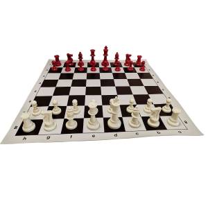 Plastic Chess Set - Staunton No. 6 - Red & White (S-50/BC)