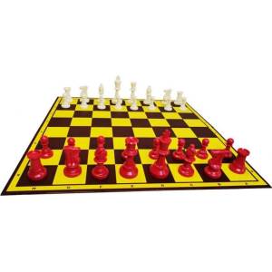 Plastic Chess Set - Staunton No. 6 - Red & White (S-50/BC)