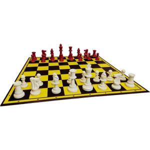 Plastic Chess Set - Staunton No. 6 - Red & White (S-50/BC)