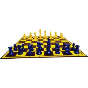 Plastic Chess Set - Staunton No. 6 - Yellow & Blue (S-50/ZN)