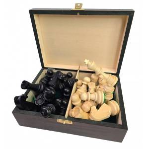 Wooden Chess Pieces - Staunton No. 6/II Black in a plastic bag (S-3/II/cz)