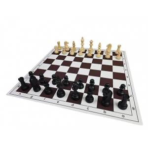 Wooden Chess Pieces - Staunton No. 6/II Black in a plastic bag (S-3/II/cz)