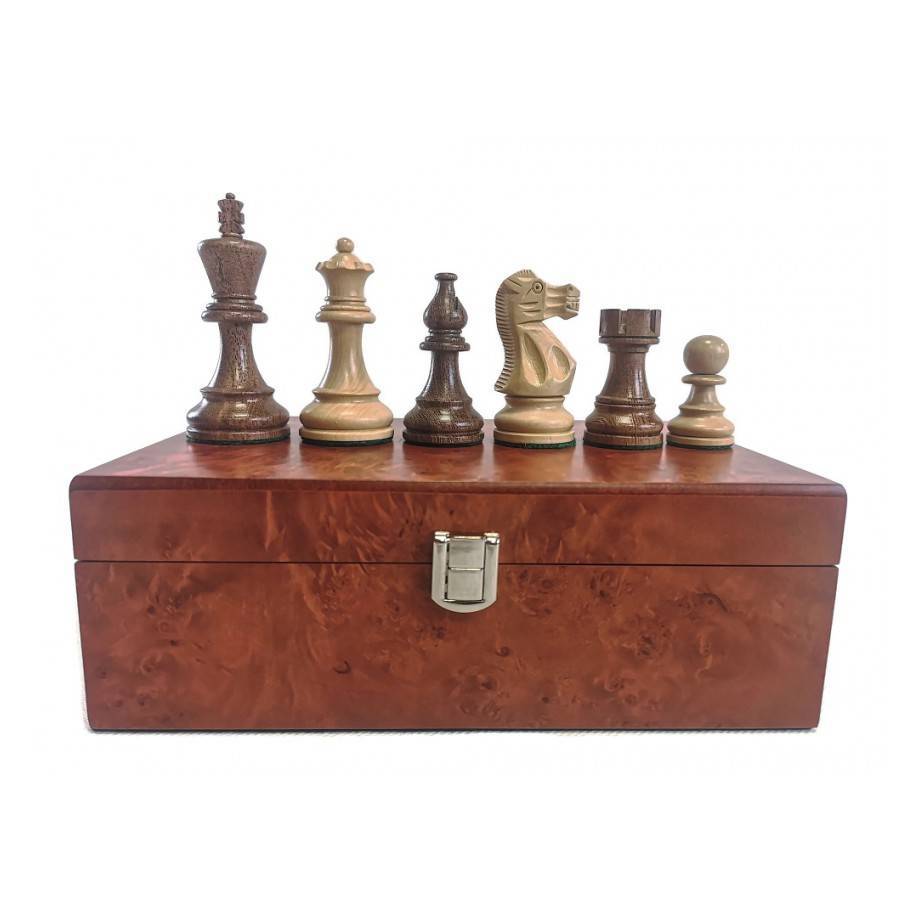 Wooden Chess Pieces - American Staunton No. 6 in a Exclusive Box - exotic wood (S-75/K)