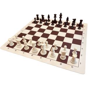 10x Plastic chess pieces no. 4 and Rolled chessboard (Z-13)