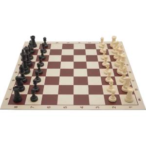 10 x Set of Plastic Chess PIeces Staunton no. 6 and Rolled Chessbooard no. 6 (Z-6)