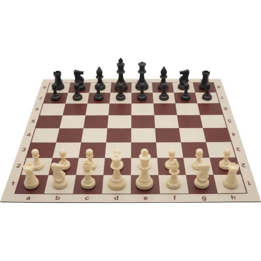 10 x Set of Plastic Chess PIeces Staunton no. 6 and Rolled Chessbooard no. 6 (Z-6)