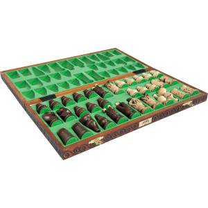 Beautiful Handcrafted Polish Wooden Burned Chess Set GRAND ROYAL +2EQ, 47x47cm