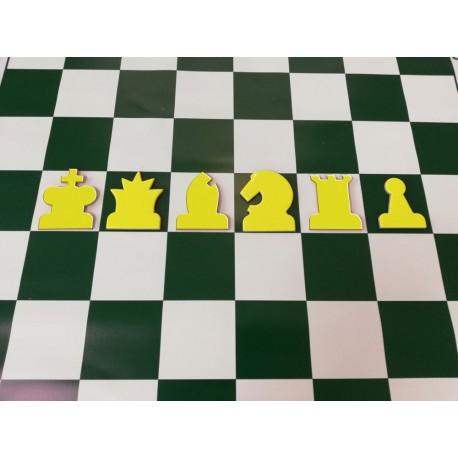 Yellow magnetic chess pieces for demonstration chessboard