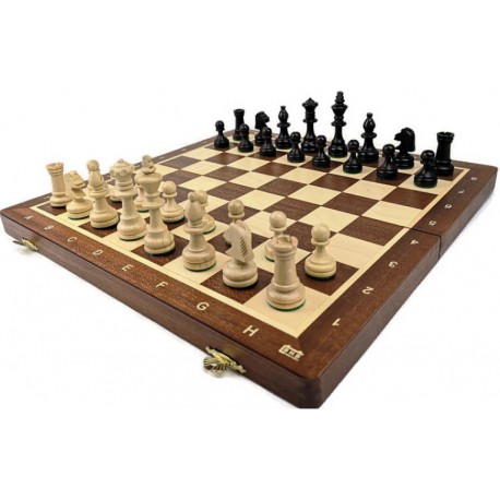 Wooden tournament chess No. 4 / inlaid / mahogany (S-11/T)